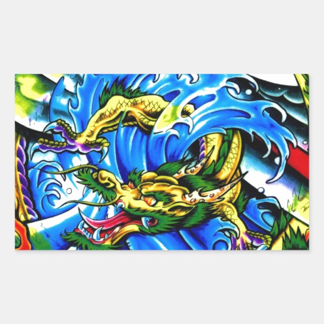 Sticker Rectangulaire Neo Jap Dragon Tattoo (Devant)