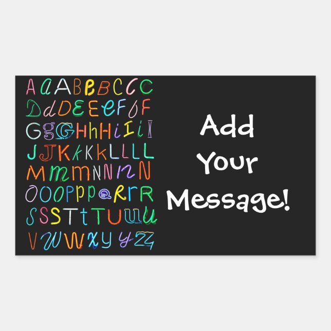 Sticker Rectangulaire Neon Alphabet (Devant)