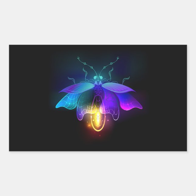 Sticker Rectangulaire Neon Firefly sur noir (Devant)