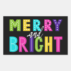 Sticker Rectangulaire Neon Merry et Bright