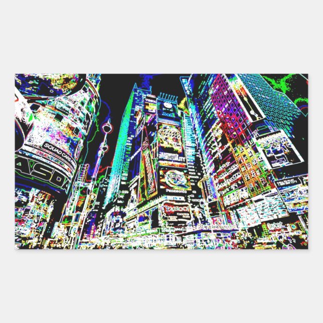 Sticker Rectangulaire Neon New York (Devant)