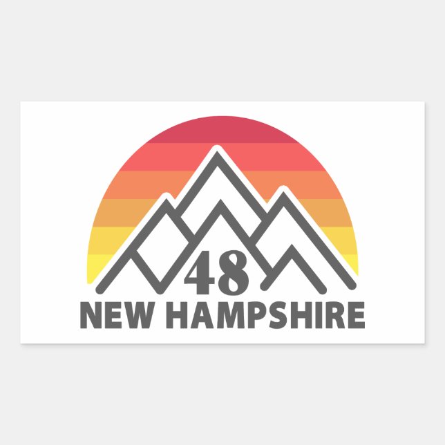 Sticker Rectangulaire New Hampshire 48 Retro Mountain (Devant)