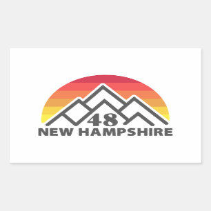 Sticker Rectangulaire New Hampshire 48 Retro Mountain