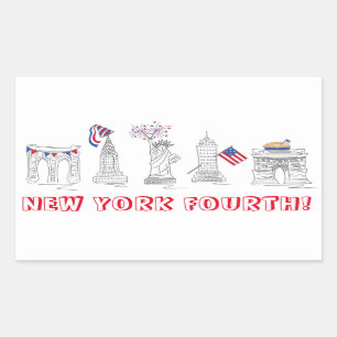 Sticker Rectangulaire New York City Quatrième NYC Juillet 4 Patriotique