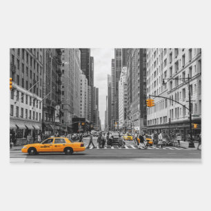 Sticker Rectangulaire New York Taxi Urban City Color Pop Photographie