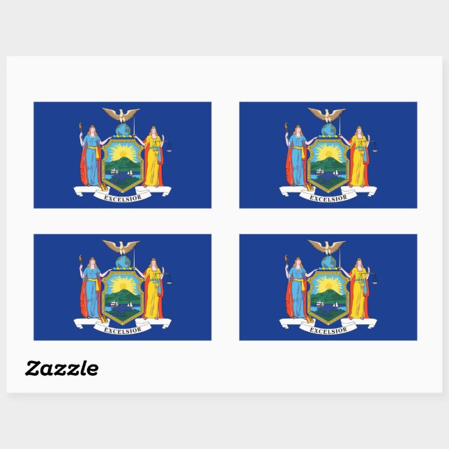 Sticker Rectangulaire New York : The Empire State, Home Big Apple Flag (Feuille)