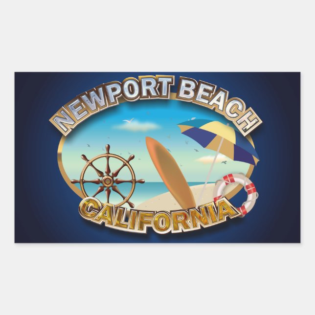 Sticker Rectangulaire Newport Beach, Californie (Devant)