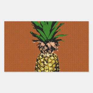 Sticker Rectangulaire Newsprint ananas