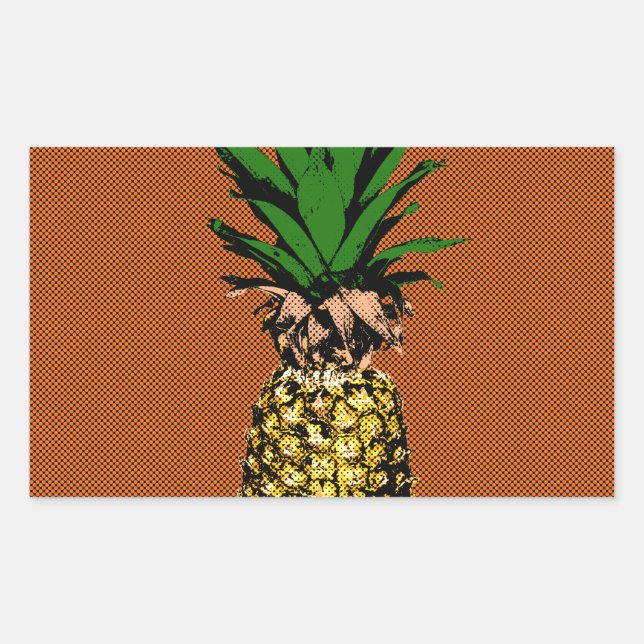 Sticker Rectangulaire Newsprint ananas (Devant)