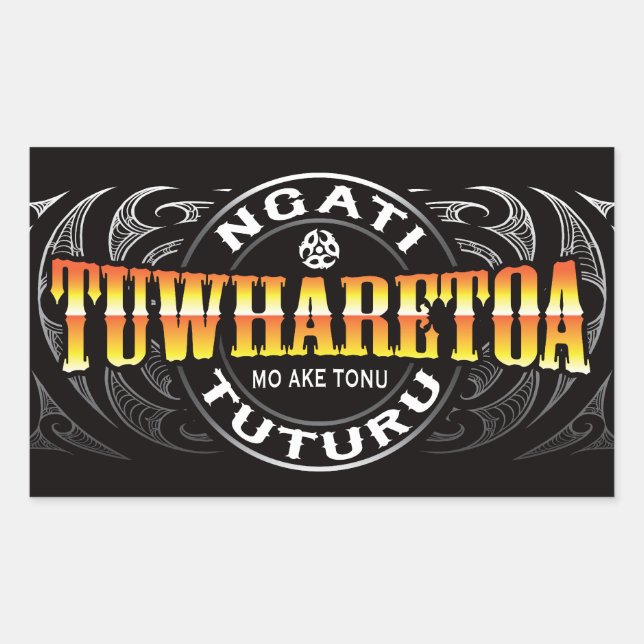 Sticker Rectangulaire Ngati Tuwharetoa Vie Moko Chrome (Devant)
