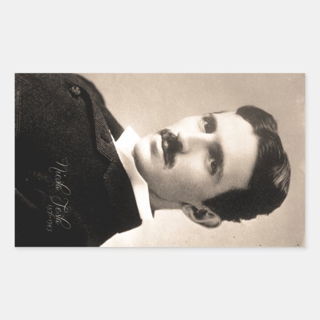 Sticker Rectangulaire Nicola Tesla Photo (Devant)