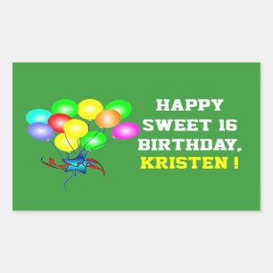 Sticker Rectangulaire N'Importe Quel Nom Et Couleur Joyeux Doux 16 Stick