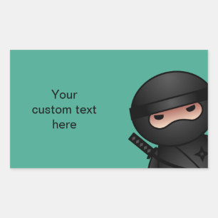Sticker Rectangulaire Ninja qui regarde à travers un feuillage vert