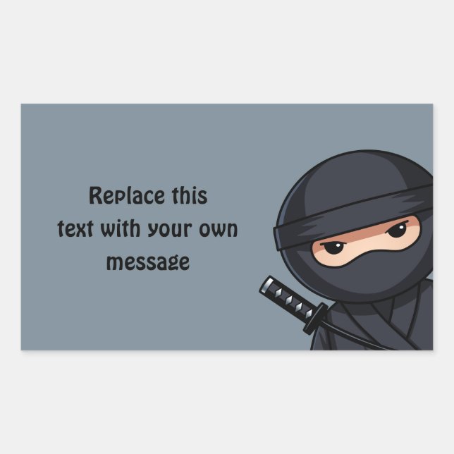 Sticker Rectangulaire Ninja qui regarde furtivement sur fond gris (Devant)