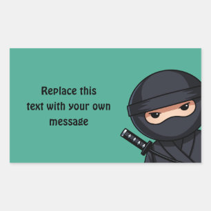 Sticker Rectangulaire Ninja qui regarde par-dessus son épaule sur fond v