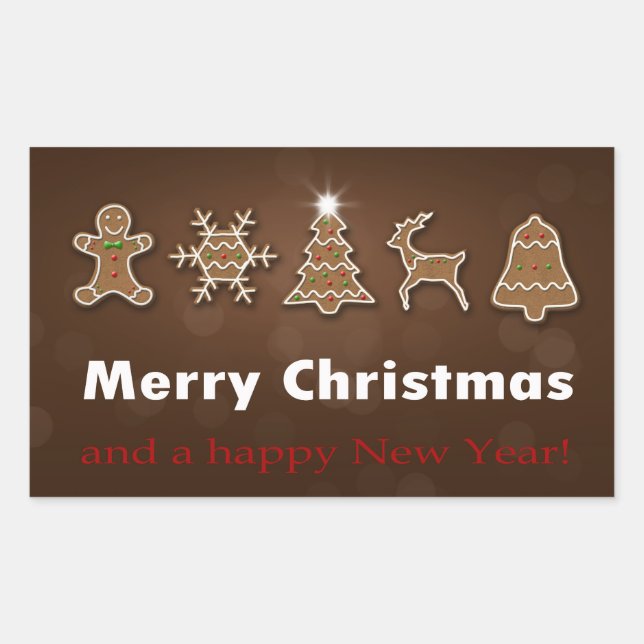 Sticker Rectangulaire Noble Noël Gingerbread Cookies (Devant)