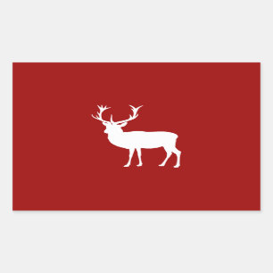 Sticker Rectangulaire Noël Cerf rouge et blanc