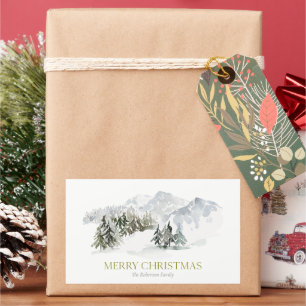 Sticker Rectangulaire Noël de montagne hivernal élégant