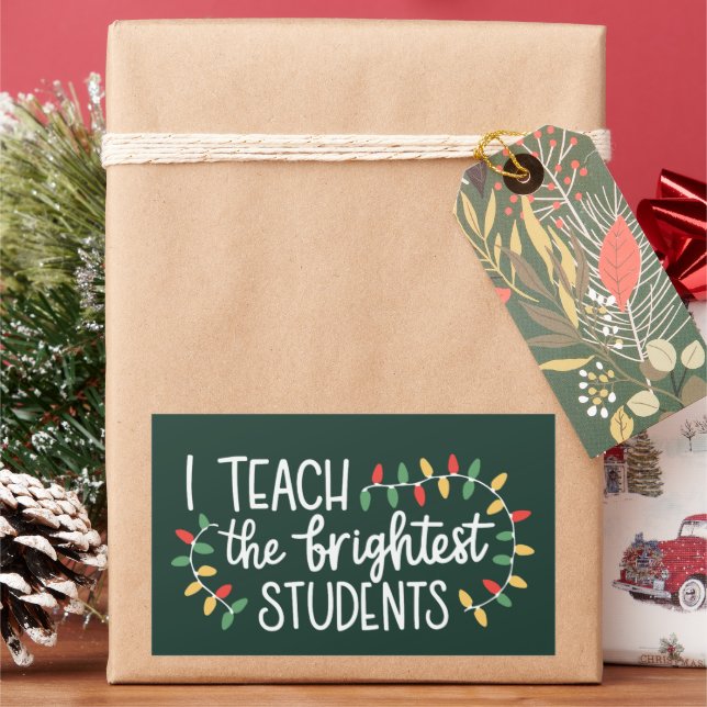 Sticker Rectangulaire Noël enseignant J'enseigne aux étudiants les plus  (vacances)
