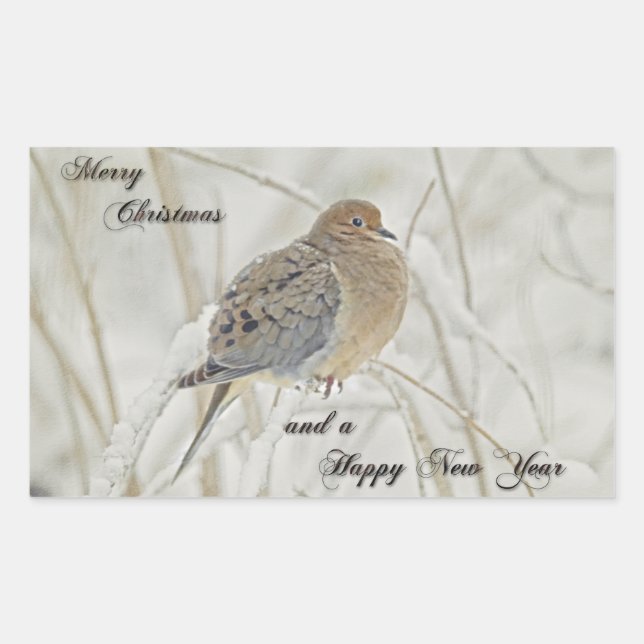 Sticker Rectangulaire Noël et Nouvel An - Dove de deuil (Devant)