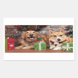 Sticker Rectangulaire Noël - Golden Sidney - Corgi Cal