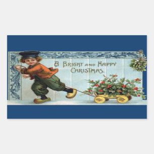 Sticker Rectangulaire Noël néerlandais de cru de garçon