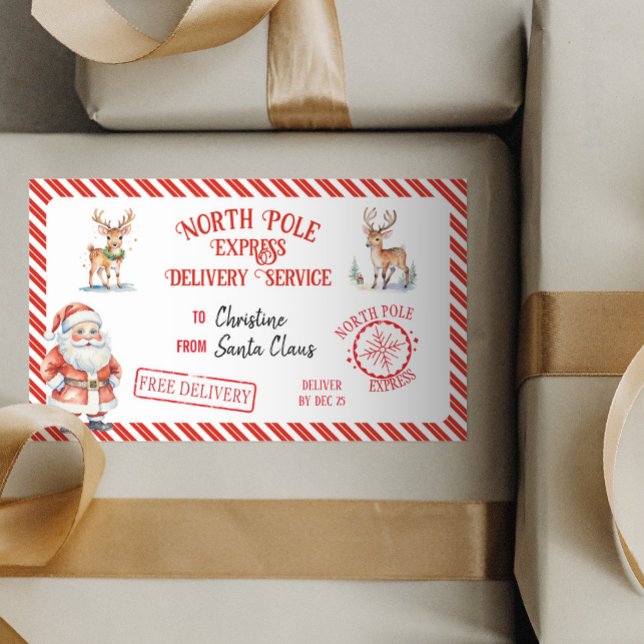 Sticker Rectangulaire Noël Noël Noël Noël Cadeau Pôle Nord Livraison (Créateur téléchargé)