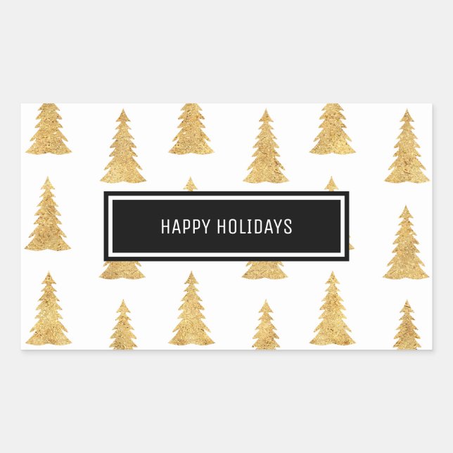 Sticker Rectangulaire Noël or (Devant)