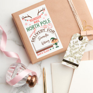 Sticker Rectangulaire Noël Père Noël livraison spéciale avec nom