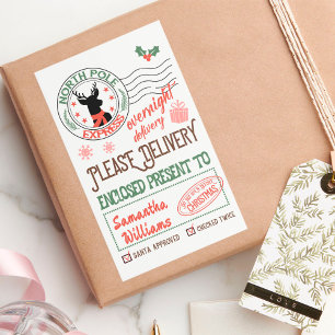 Sticker Rectangulaire Noël Père Noël livraison spéciale avec nom