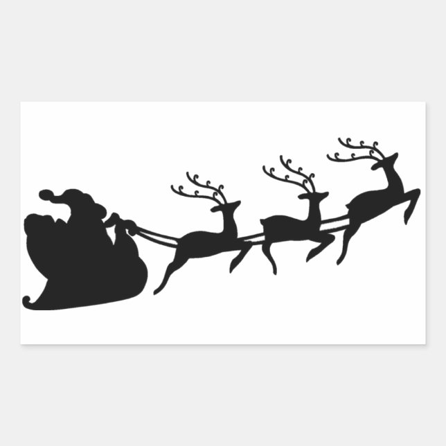 Sticker Rectangulaire Noël Père Noël Sleigh et Reinder (Devant)