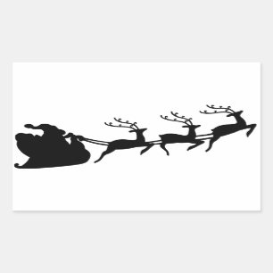 Sticker Rectangulaire Noël Père Noël Sleigh et Reinder