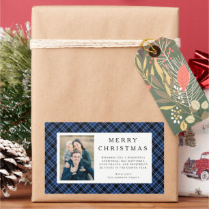 Sticker Rectangulaire Noël Photo Plaid Rustique