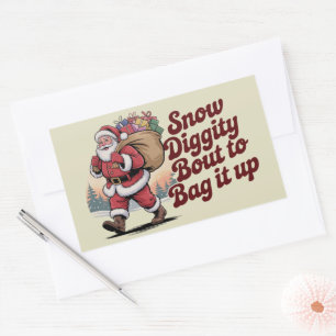 Sticker Rectangulaire Noël rétro des années 90, Snow Diggity va se faire
