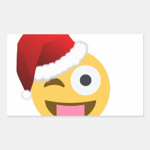 Sticker Rectangulaire noël santa claus winking emoji