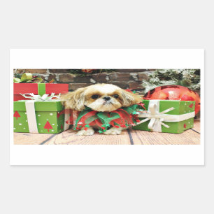 Sticker Rectangulaire Noël - Shih Tzu - Earl