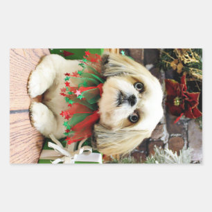 Sticker Rectangulaire Noël - Shih Tzu - Sophie