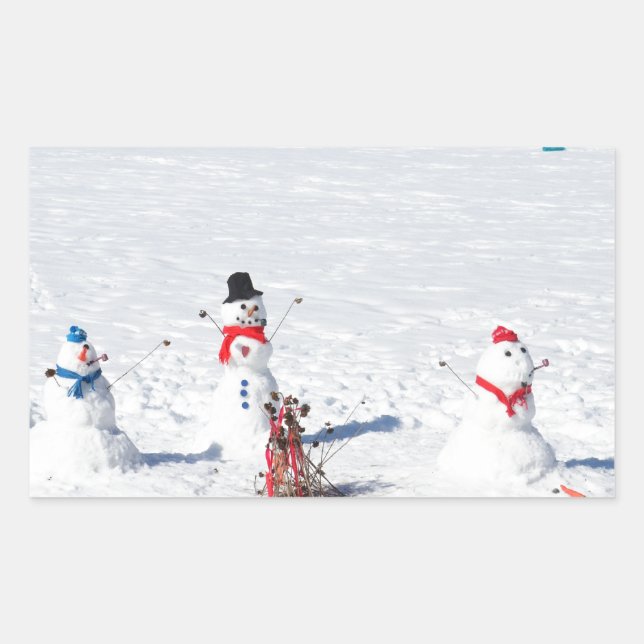 Sticker Rectangulaire Noël Snowmen (Devant)