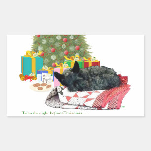 Sticker Rectangulaire Noël Terrier Écossais Dodo