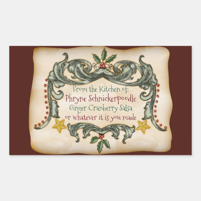 Sticker Rectangulaire Noël Victorien Maison - Personnalisé (Devant)