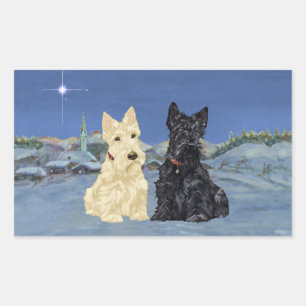 Sticker Rectangulaire Noël Wheaten Black Scotties