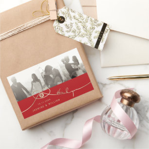 Sticker Rectangulaire Nœud Double Bonheur Mariage Chinois Photo Or