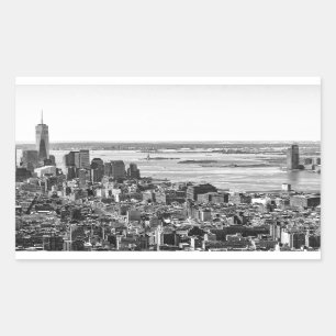 Sticker Rectangulaire Noir blanc New York City Skyline