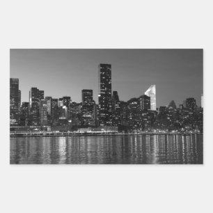 Sticker Rectangulaire Noir Blanc New York City Skyscapants Silhouette