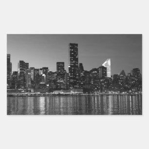 Sticker Rectangulaire Noir Blanc New York City Skyscapants Silhouette