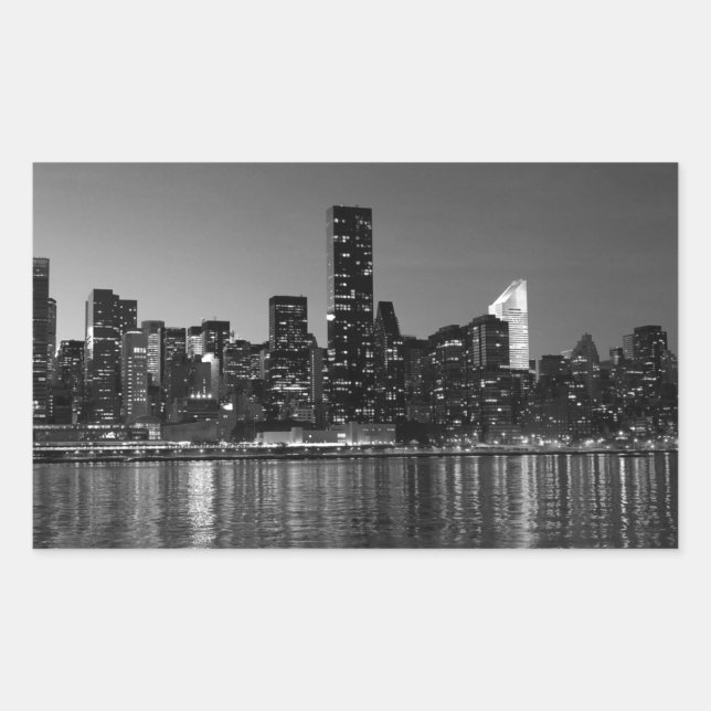 Sticker Rectangulaire Noir Blanc New York City Skyscapants Silhouette (Devant)