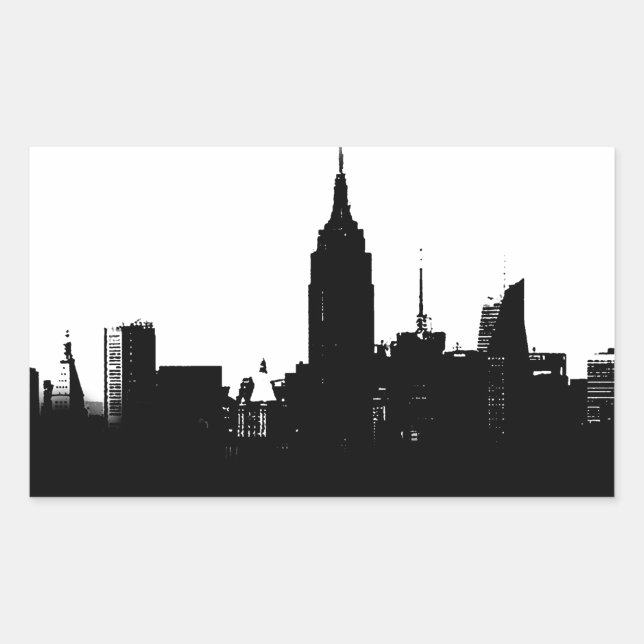 Sticker Rectangulaire Noir blanc New York Silhouette (Devant)