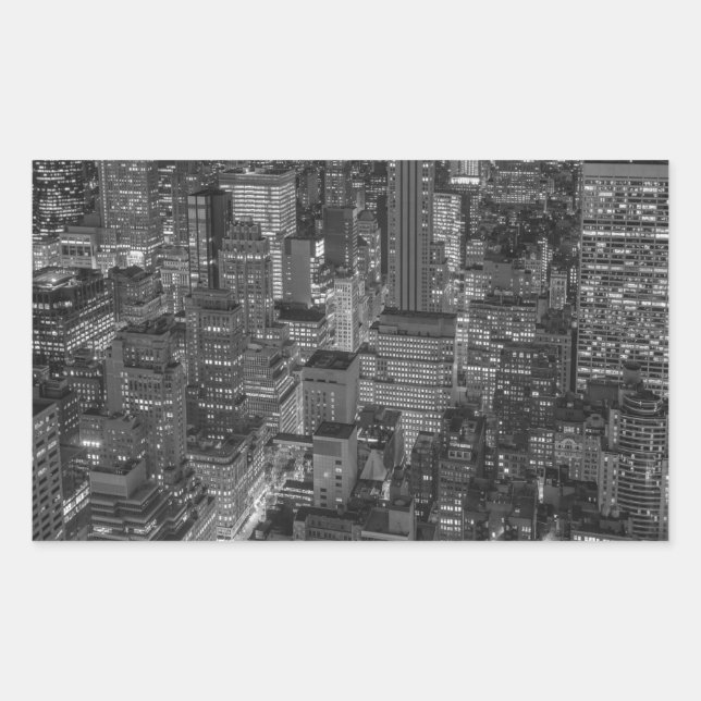 Sticker Rectangulaire Noir blanc rouge New York City Skyline (Devant)