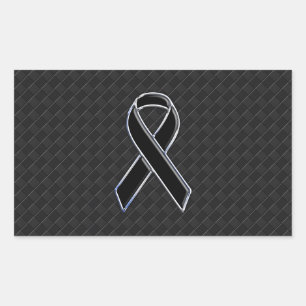 Sticker Rectangulaire Noir Chrome Style Ribbon Sensibilisation