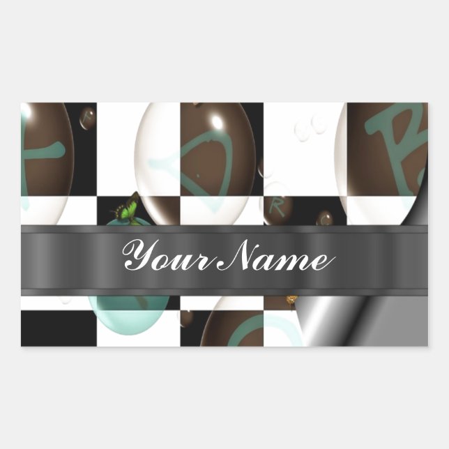 Sticker Rectangulaire Noir et blanc moderne (Devant)